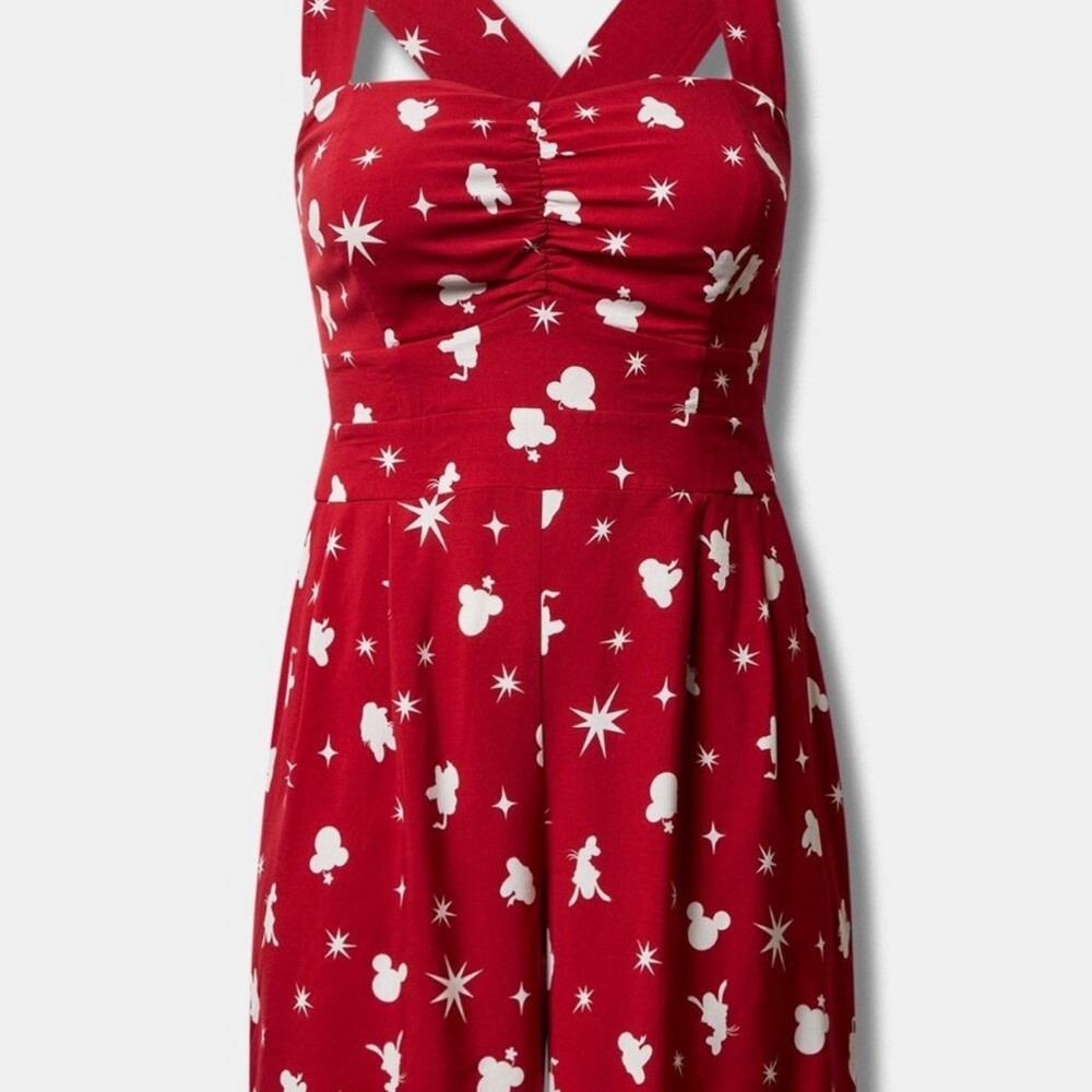 Torrid Disney Americana Mickey Friends Stretch Challis Button Front Romper Sz 3 - Picture 8 of 11
